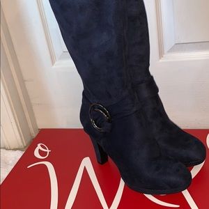 Blue Suede calf high boots